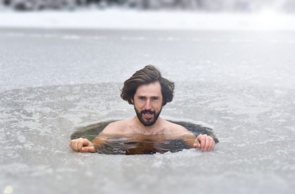 A man experiencing ice bath benefits